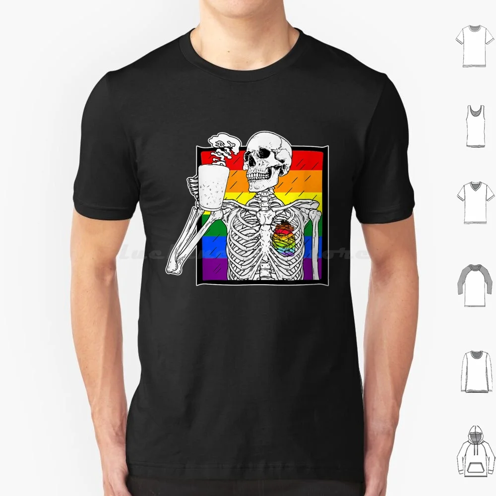 Goth Skeleton Coffee Pride Human Heart Ally T Shirt Men Women Kids 6xl Ally Pride Trans Bisexual Queer Love Rainbow Equality