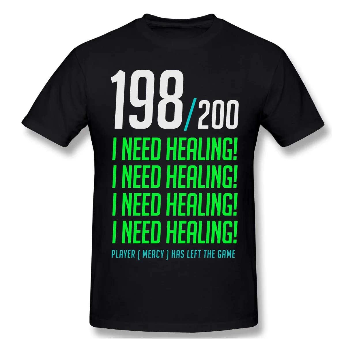 Red T-Shirt 198 200 I NEED HEALING Player Has Left. overwatch T Shirt  Men Fashion Short Sleeve men clothing  graphic t shirts