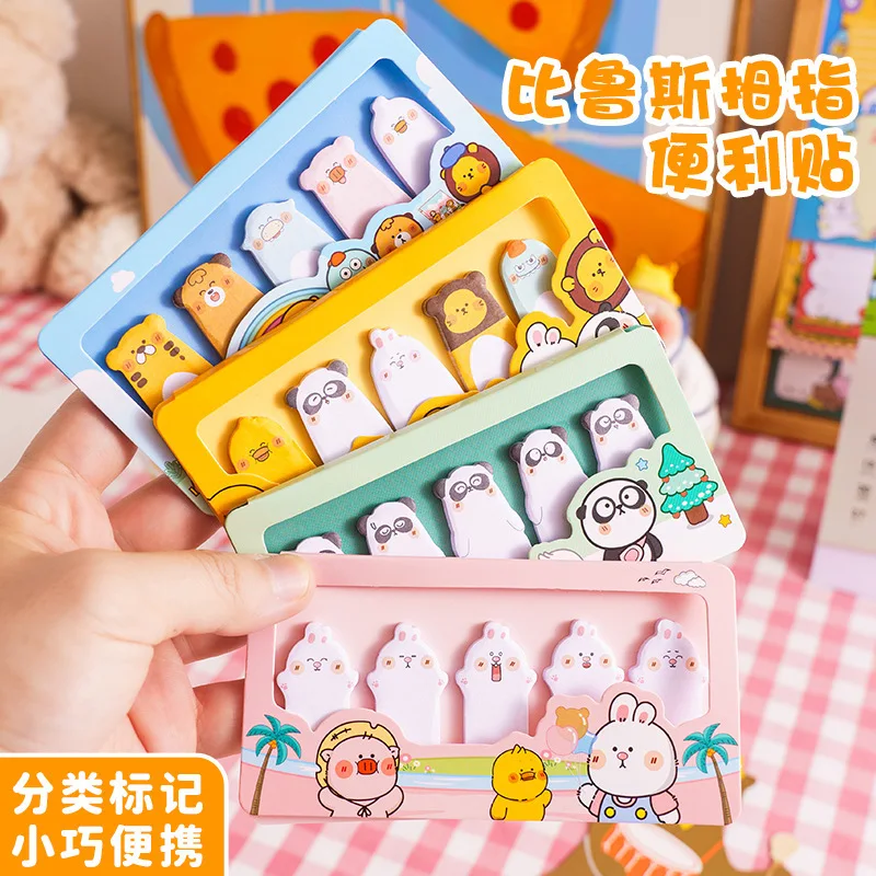 150sheets Cartoon Animal Thumb Cat  Index Sticker  Sticky Ins Wind N Times Sticker Categorization Label Sticker Memo Pad