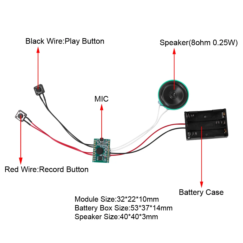 DIY Voice Sound Module 30s 60s 4min Light Control Record Greeting Card 10s Infrared Trigger Record 36 Doorbell Music Loudspeaker