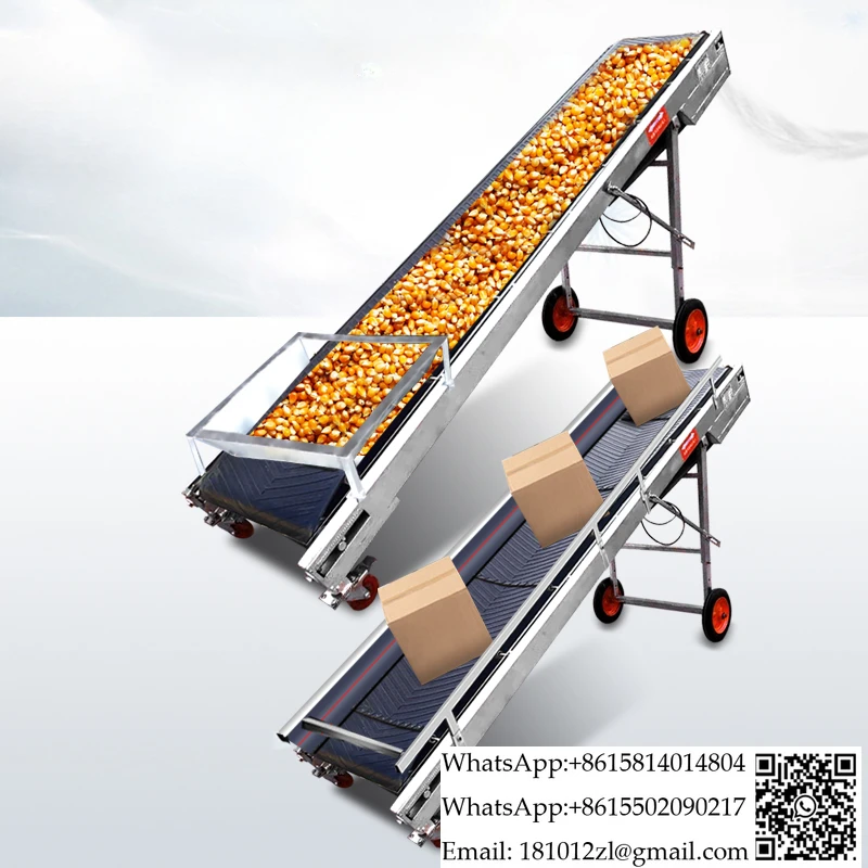 Conveyor belt small belt conveyor loading and unloading corn loading climbing roller conveyor belt foldable 7m-10m