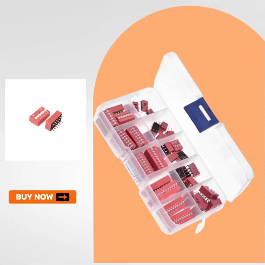 

45PCS/Box Dip Switch Kit 1/2/3/4/5/6/7/8/9P 2.54mm Spacing Toggle Switch Red Snap Switches Mixed Kit Each 5PCS Combination Set