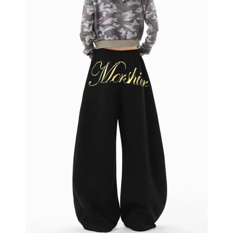 Europeans American High Waist Women's Pants Street Dance Hip-hop Wide Leg Pants Autumn Winter New Star Print Fashion Trousers