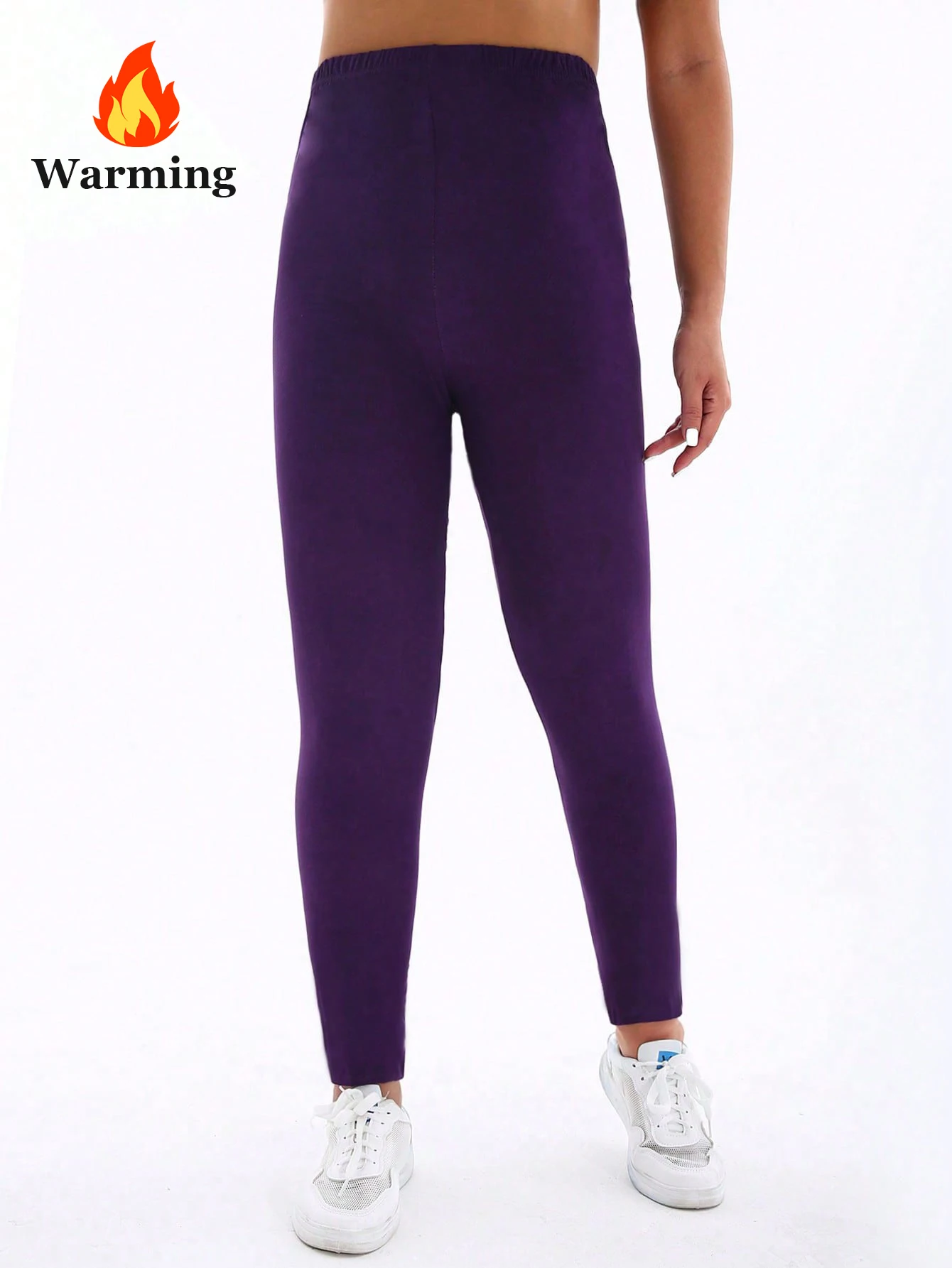 Leggings gruesos de terciopelo negro para mujer, pantalones ajustados cálidos elásticos informales a la moda para ejercicio y deportes, Otoño Invierno ﻿