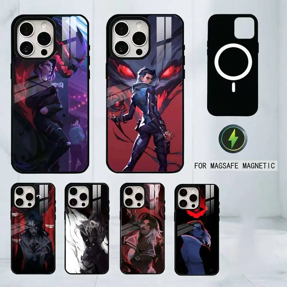 

V -Valorant fade Painting Phone Case For iPhone17,16,15,14,13,12,11 Plus,Pro Magnetic with Magsafe Wireless Charging