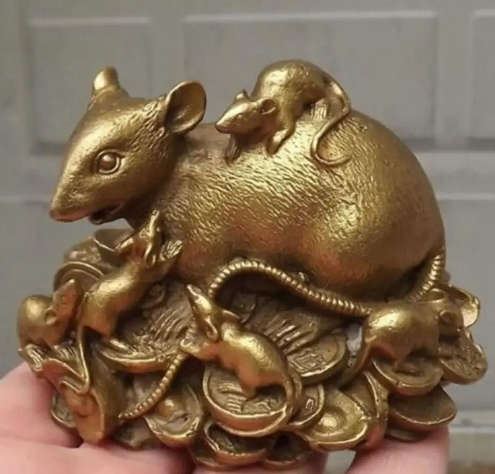 

Copper Statue Chinese copper brass Statue Figurine Rat fengshui Mouse Statue-home decoration gifts metal handicraft