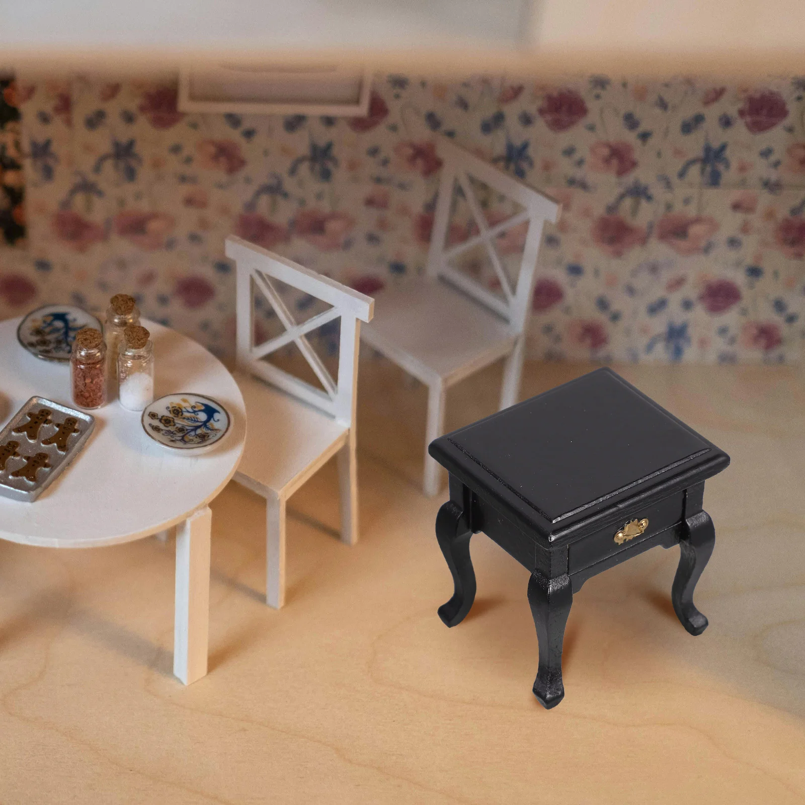 Mini House Coffee Table Bedside Wooden Dollhouse Furniture Small Miniature End