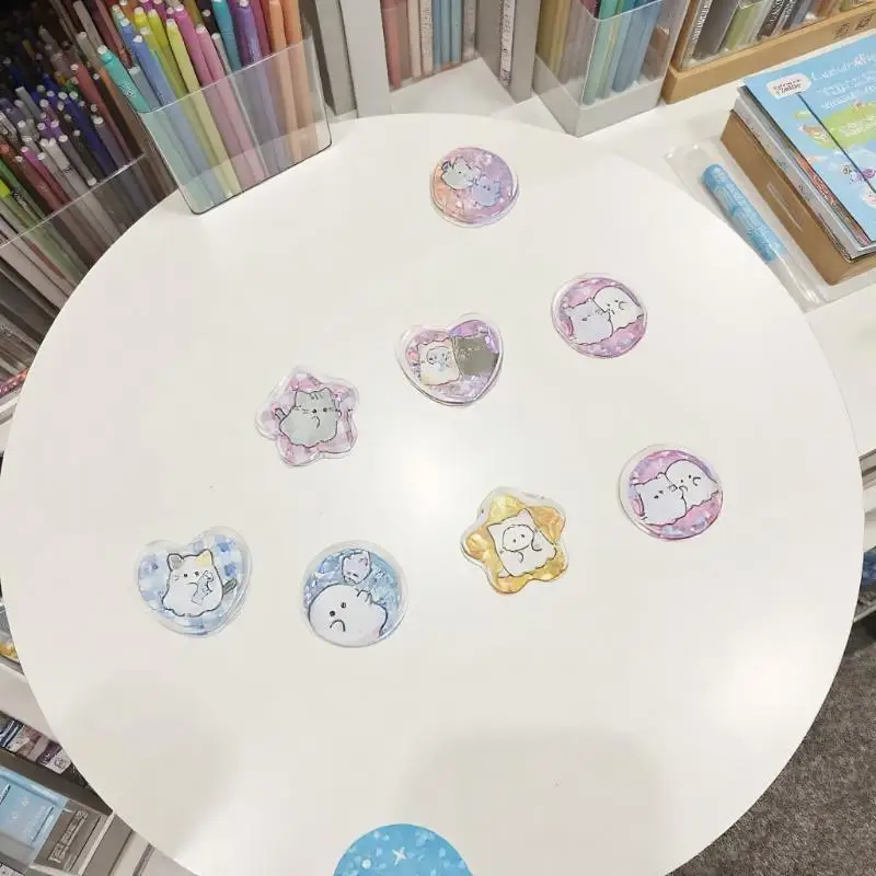 15 шт. блестящие 3D лазерные наклейки на чехол для телефона с животными в форме сердца Y2K наклейки