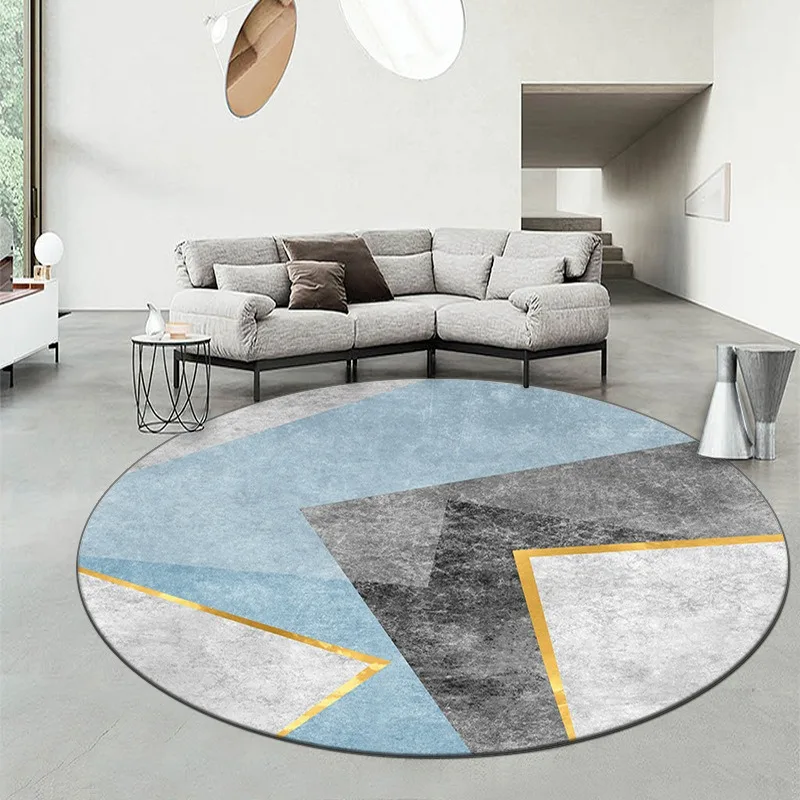 

Modern Round Geometric Area Rug – Minimalist Abstract Soft Floor Mat for Living Room & Bedroom