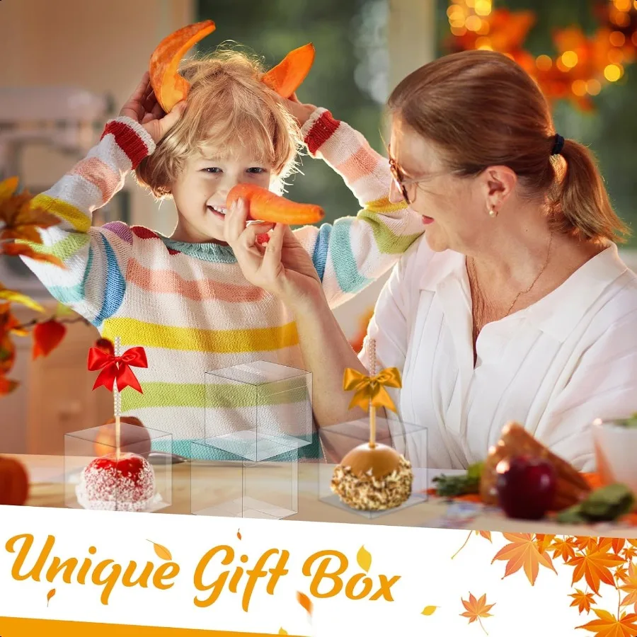 100 Stück Süßigkeiten-Apfel-Boxen mit Loch, 10,2 x 10,2 x 10,2 cm, Karamell-Apfel-Behälter, Leckerli-Geschenkboxen für Hochzeit, Ernte, Party, Weihnachten