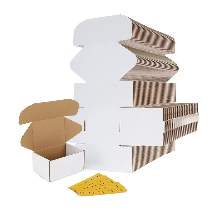 

75 Pack 6x4x3 Small Shipping Boxes, White Corrugated Cardboard Mailer Box for Packing, Mailing, Business