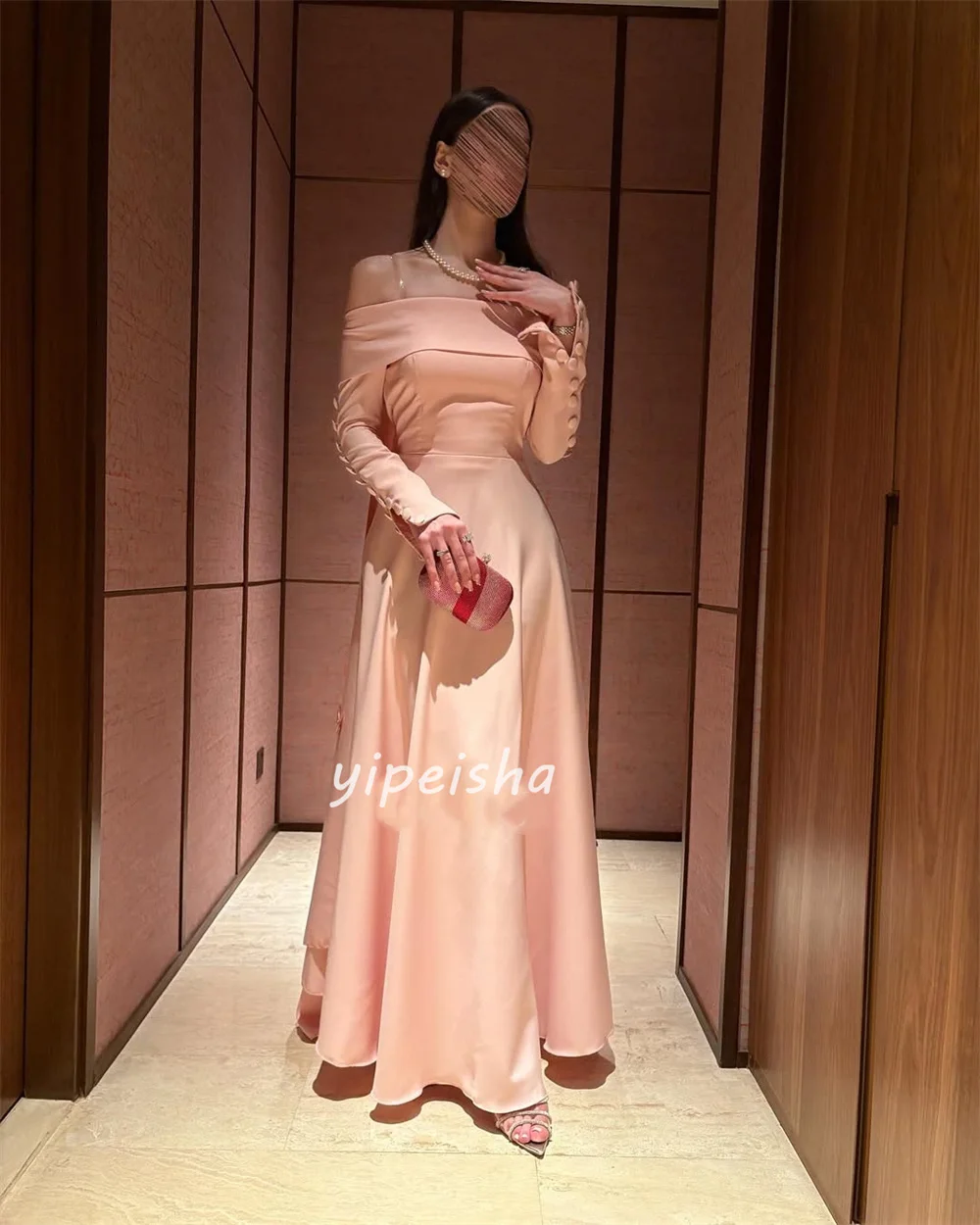 تخصيص جودة عالية الكلاسيكية جيرسي زر زهرة ألف خط خارج على الكتف فساتين طويلة فساتين مناسبة مخصصة مطابقة #4