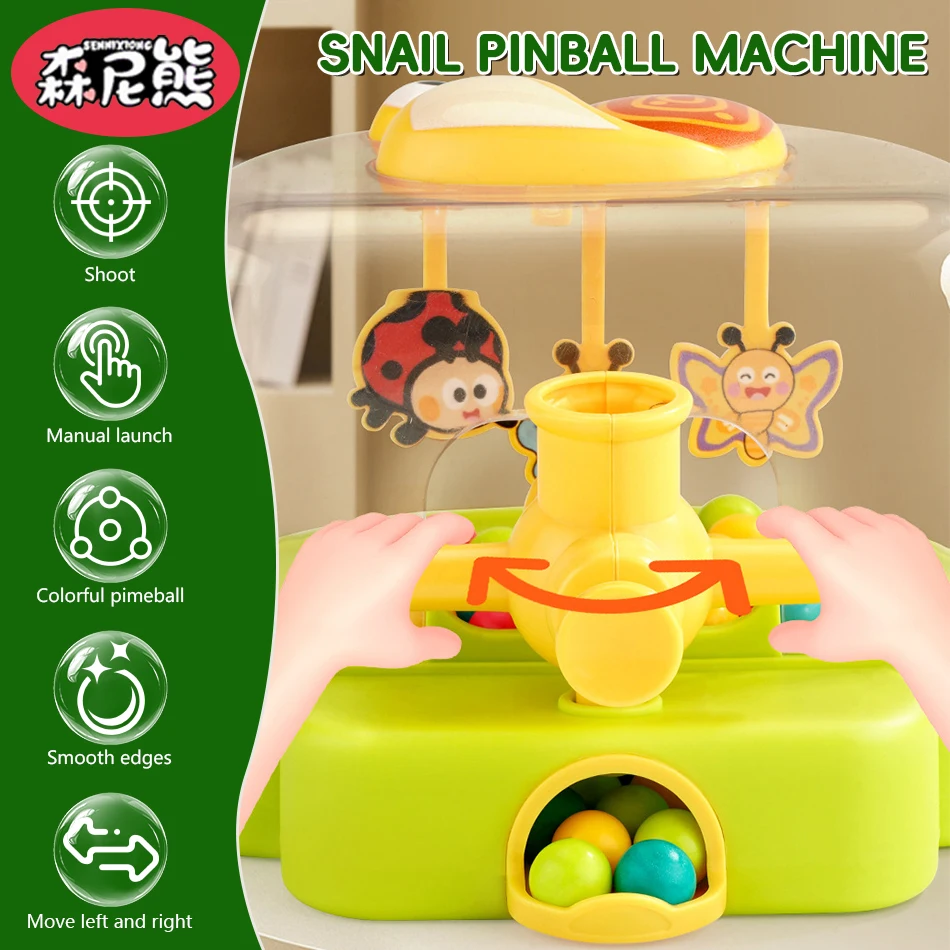 SENNIXIONG لطيف الحلزون دليل صغير إطلاق آلة الكرة والدبابيس الجدول الرخام حفلة التهديف لعبة لعبة تفاعلية للأطفال هدية