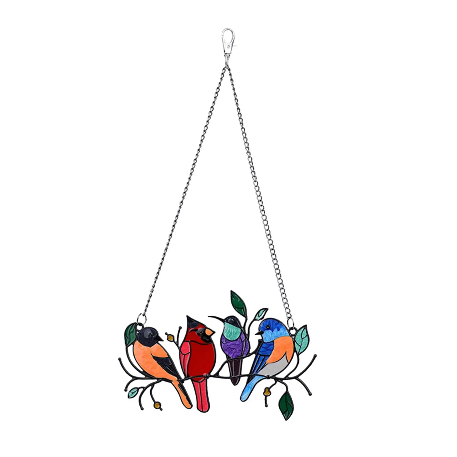 Multicolor Birds on A Wire Window Hanger Versatile for Window Office Outdoor