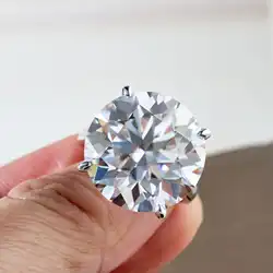 Real 14k/18K Customize  White Gold 20ct  18mm  Brilliant Cut Moissanite Engagment Halo Ring Fine Ring for Womne Gift D color