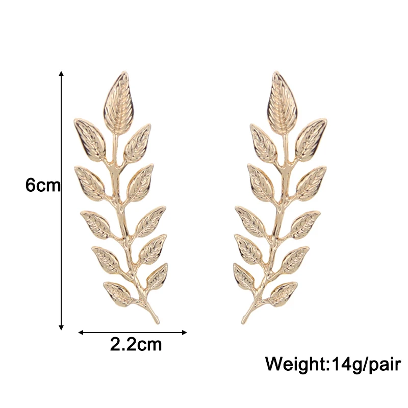 1 Pair Leaf Shape Women's Brooches Gold Color Metal Pins Bohemian Unisex Brooch Feather Shape Female Brooches Fashion Jewelry