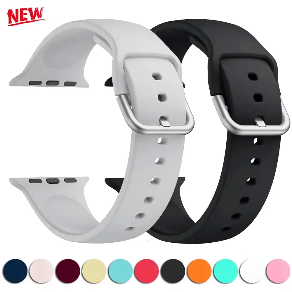 حزام سيليكون لسلسلة ساعات أبل 10 46 مللي متر 44 مللي متر 45 مللي متر الترا 2 49 مللي متر 40 مللي متر 41 مللي متر 42 مللي متر الرياضة حزام الساعات iWatch 9 8 7 6 5 SE 4