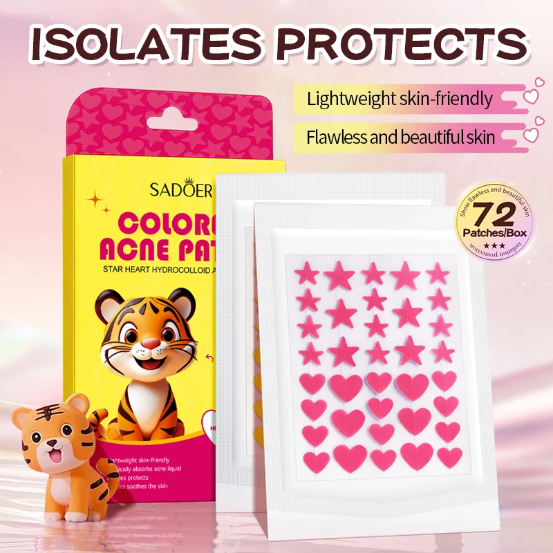 SADOER スターアクネパッチ マイルドで刺激の少ないニキビ軽減ハイドロコロイドニキビシール 黒ずみ・閉じたニキビ用スキンケア