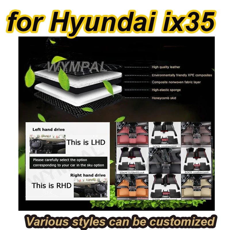 

LUXURY Carpets For Hyundai ix35 2017 2016 2015 2014 2013 2012 2011 2010 Car Floor Mats Auto Interior Accessories Leather Rugs
