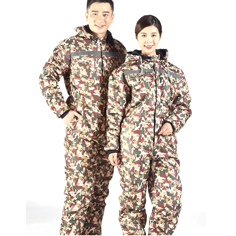 Winter cold and warm one-piece work clothes, outdoor fishing and skiing cotton jackets