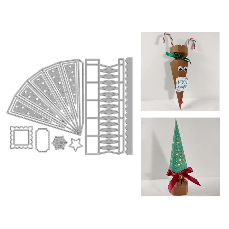 جديد 2025 مخروط كبير شجرة عيد الميلاد هدية صندوق جيب يموت حقيبة قطع يموت سكرابوكينغ بطاقة صنع الإطار الحرفية