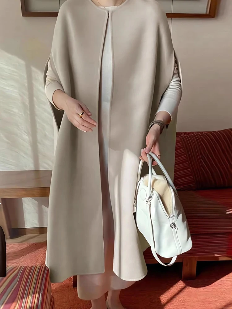 

Chic Autumn Winter Long Open-Ba Woolen Vest Coat Women's Loose Fit Faionable Design Korean Sle Commute Outerwear