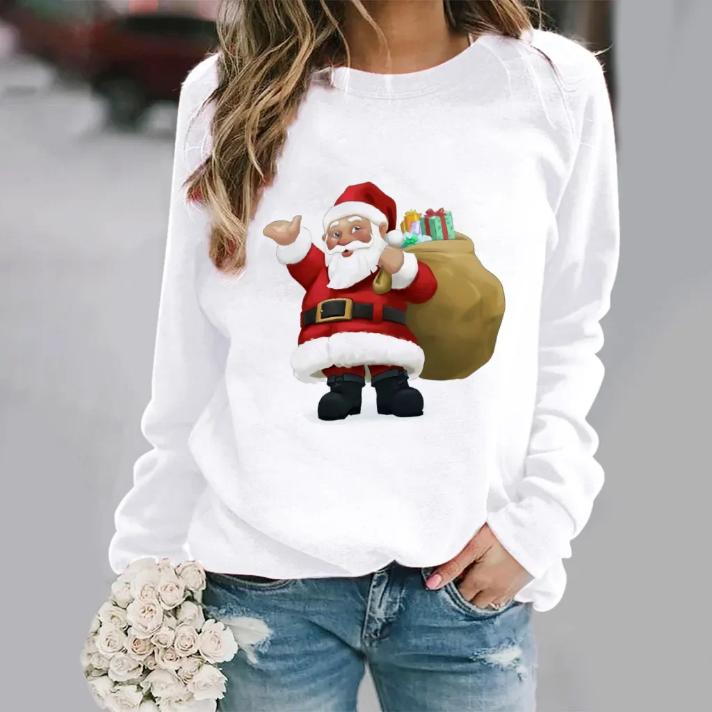 Christmas Women\'s Hoodie Fashion Christmas Print Printed Cartoon Hoodie Streetwear Women  Sweatshirt  Clothes  Sweatshirts