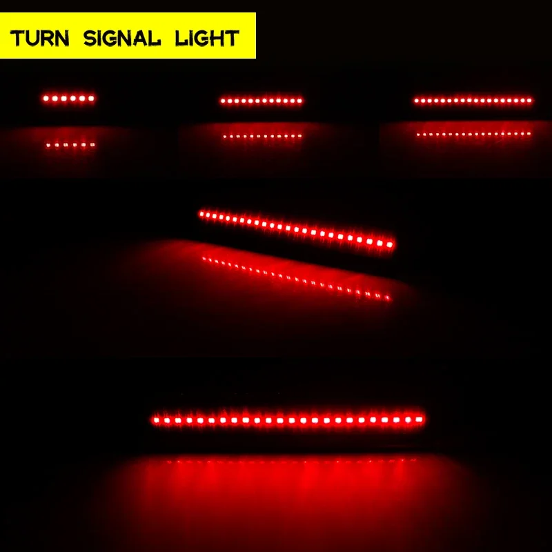 Car Rear Bumper Reflector Tail/Brake Lights Red LED Rear Fog Lights w/ Sequential Turn Signal For Honda Pilot 2006 2007 2008 12V