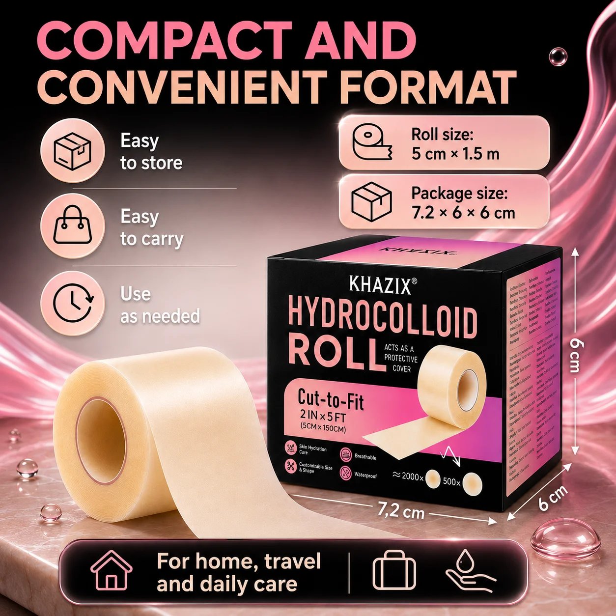 1roll Hydrocolloid Acne Cover Roll Cuttable Pimple Patch Transparent Invisible Face Spot Sticker for Daily Blemish Care