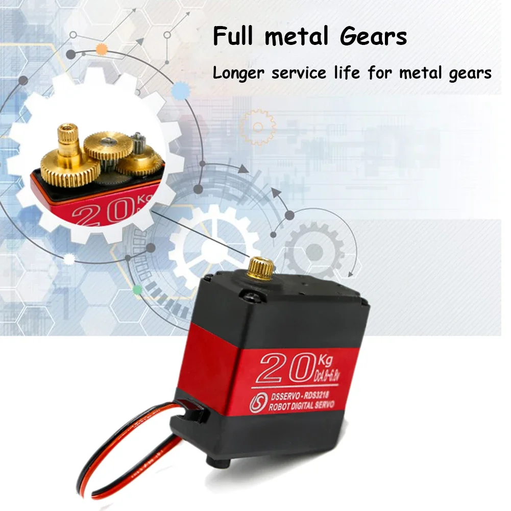 Digital Servo 20KG with U-shaped Bracket Copper Gear 180/270 Degree Angle Adjustable Waterproof Motor for RC Car Robot Toy #T3
