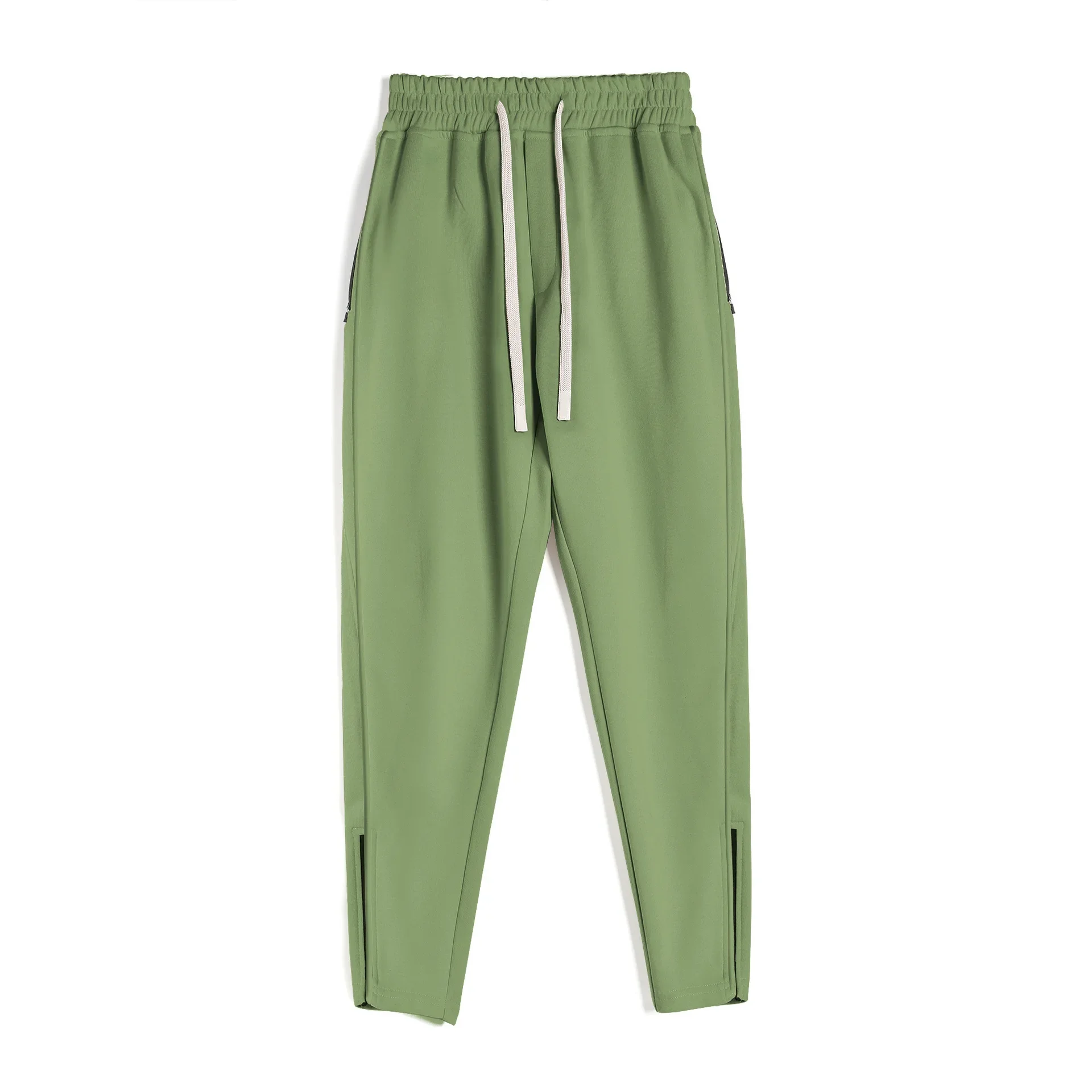 Custom LOGO spring and autumn cotton sweatpants men\'s new slim-fitting foot zipper tied feet casual trousers