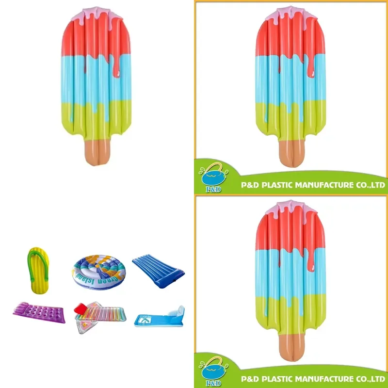 New popsicle-shaped inflatable pool float, suitable for adults and children, CE certified, customizable logo design,