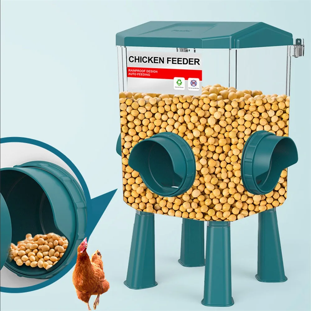 Automatic Chicken Feeder and Waterer Hanging Chicken Coop Feeder Waterer Set,Feeding Ports for Chickens and Other Poultry Bucket