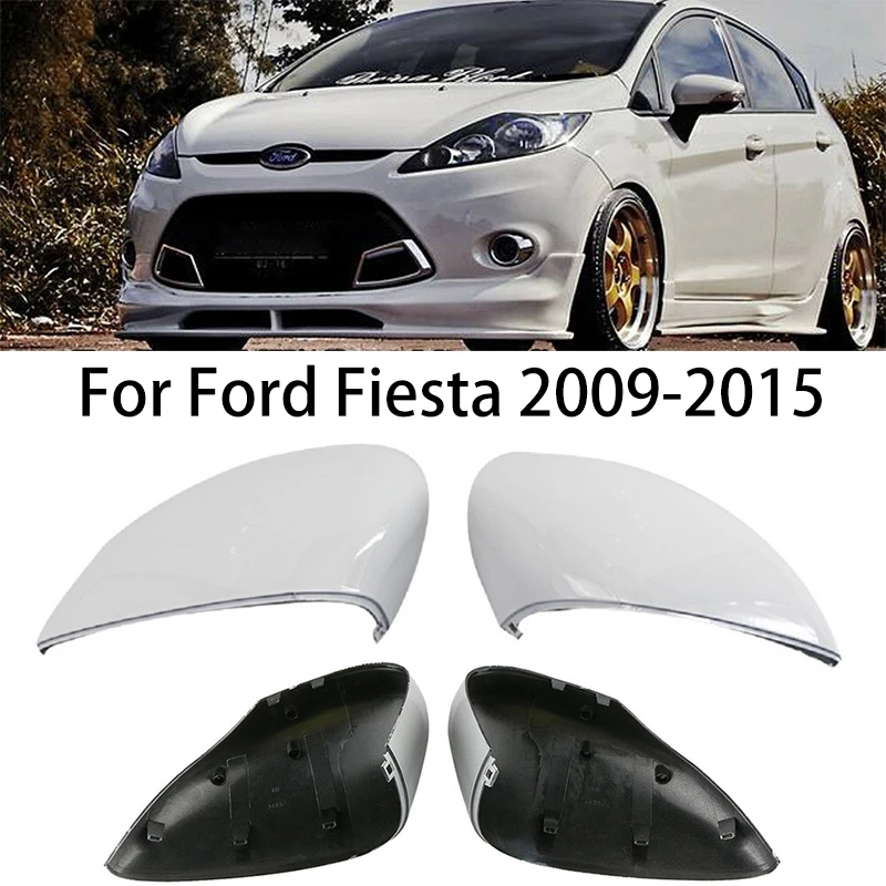 

2pcs/Pair Car Rear View Side View Mirror Replacement Cover Cap Case Shell for Ford Fiesta 2009-2015 White