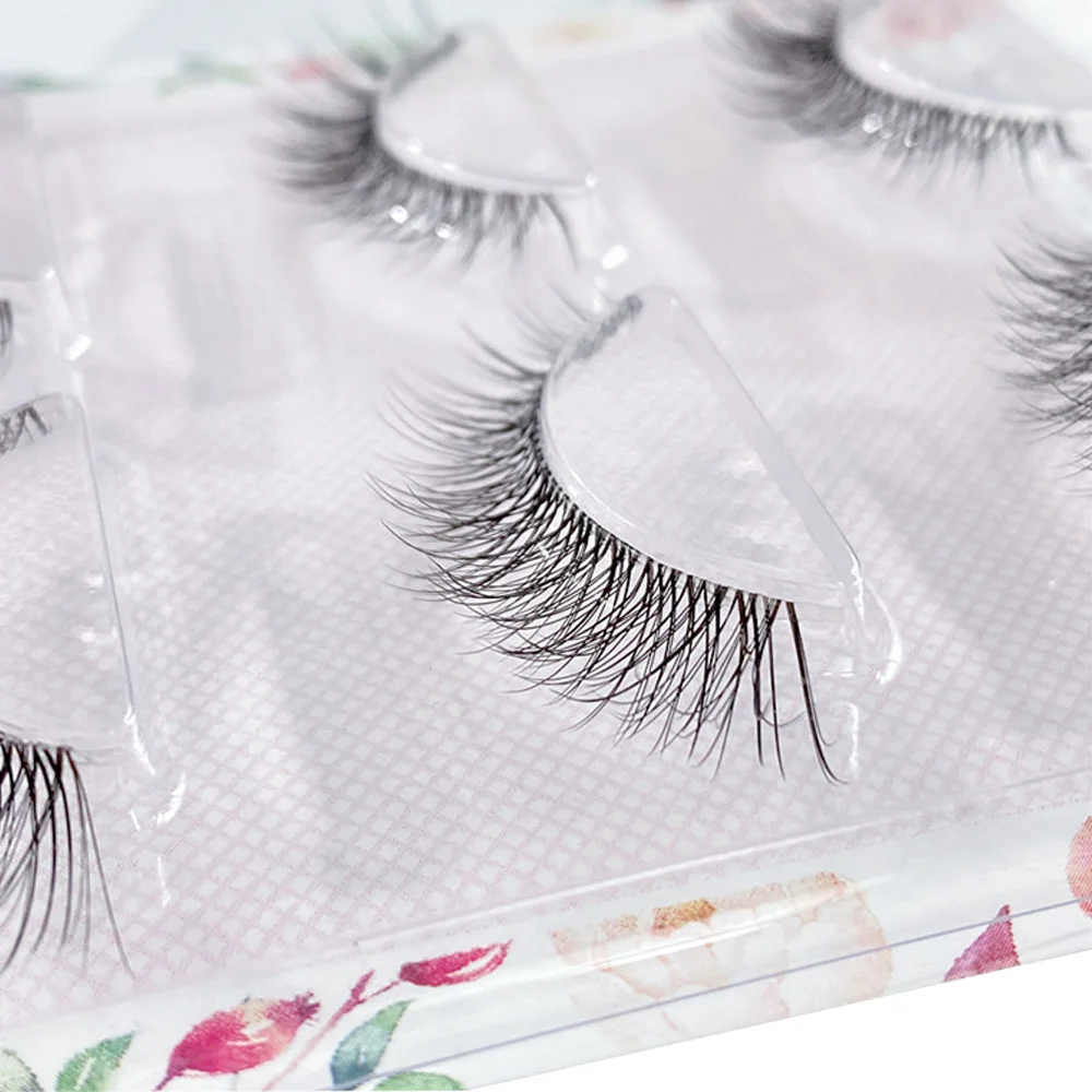 NEUE Transparent Band 3Pairs Make-Up Natürliche Wimpern kurze 3D Auge Wimpern Set Flauschigen Weichen Wiederverwendbare Verlängerung Großhandel