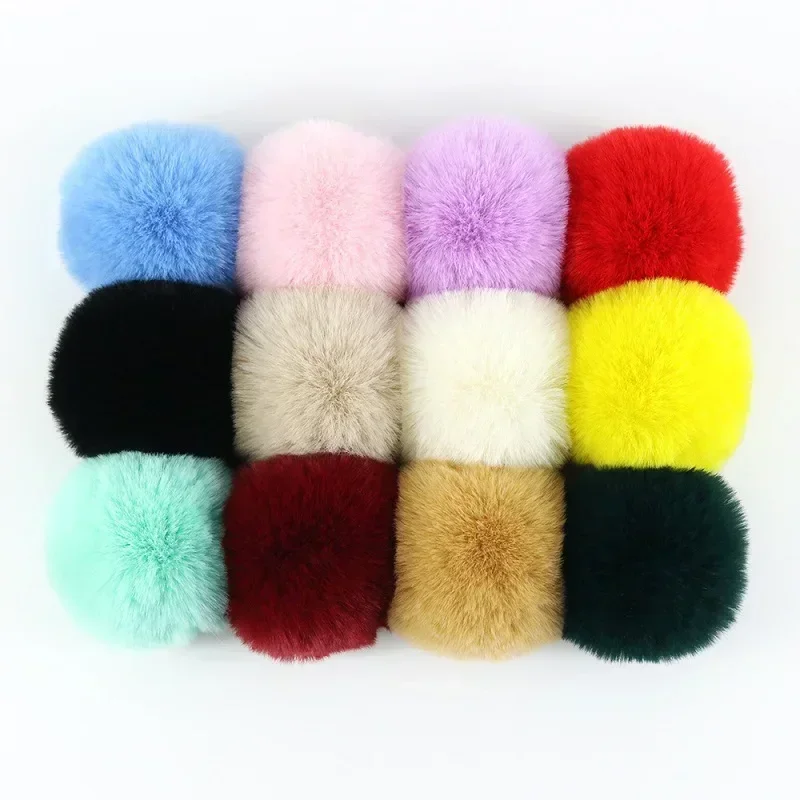 top quality big 8cm faux fur pompom soft fluffy solid color ball for women handbag phone pendant decorative pompones accessory