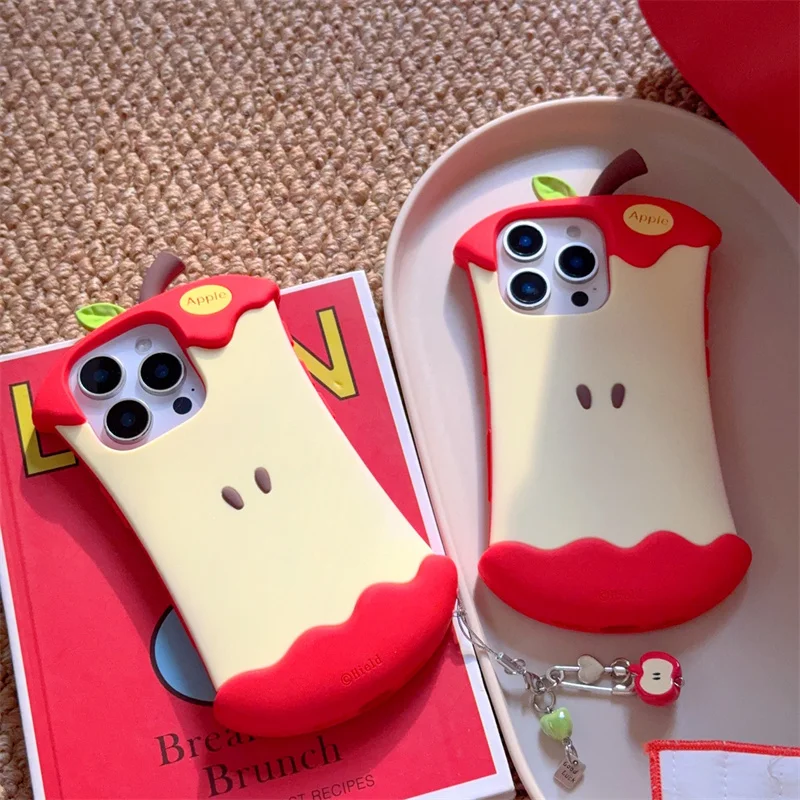 مضحك لطيف أبل الأساسية سيليكون جراب هاتف آيفون 16 برو 13 15 14 12 برو ماكس للصدمات حالات غطاء مع قلادة Kawaii Funda