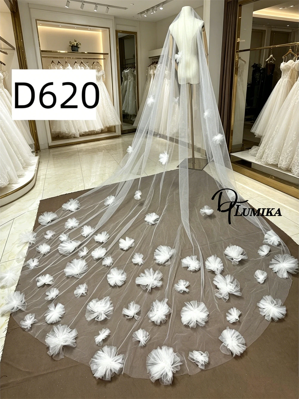 

Many Styles Cathedral Wedding Veil 3D Tulle Flower Long Bridal Headpiece Sheer Tulle Veil Brides Romantic Wedding Accessory