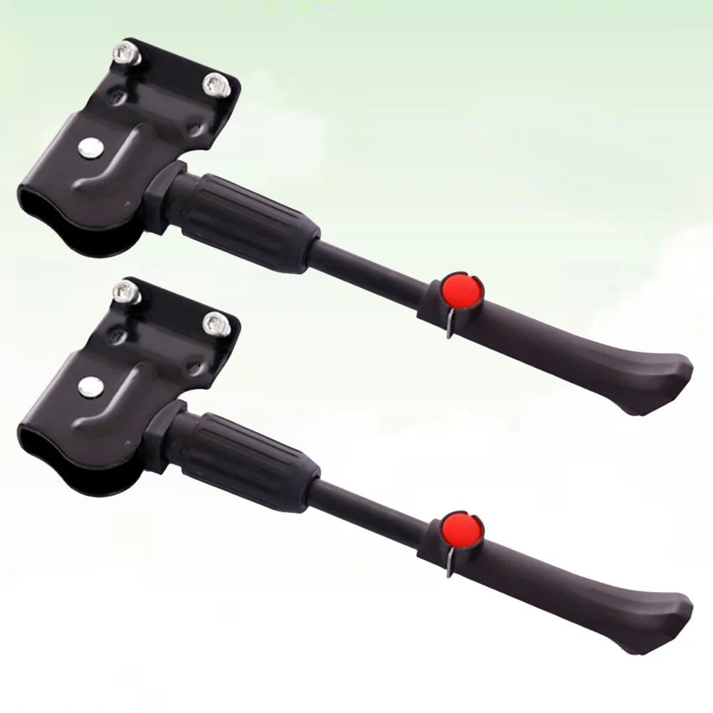2pcs Bicycle Side Kickstand Premium Steel Adjustable Bike Foot Support For 20 26 Inch Wheel Diameter Black Bike Parking Rack
