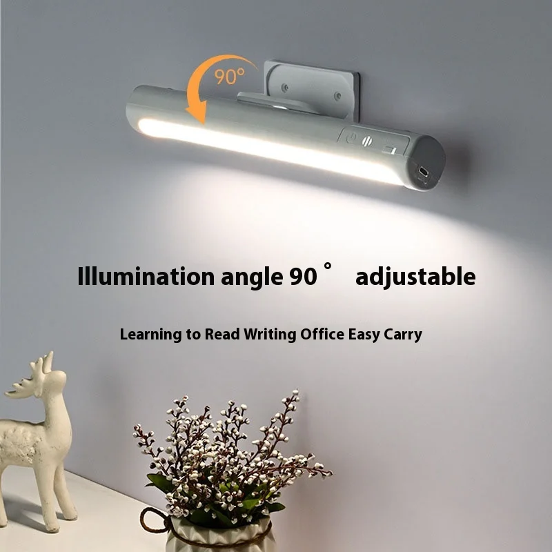 Led Long Strip Touch Bedside Night Light Usb Charging 90°Rotation Dormitory Reading Magnetic Indoor Wiring-Free Lamp And Lantern