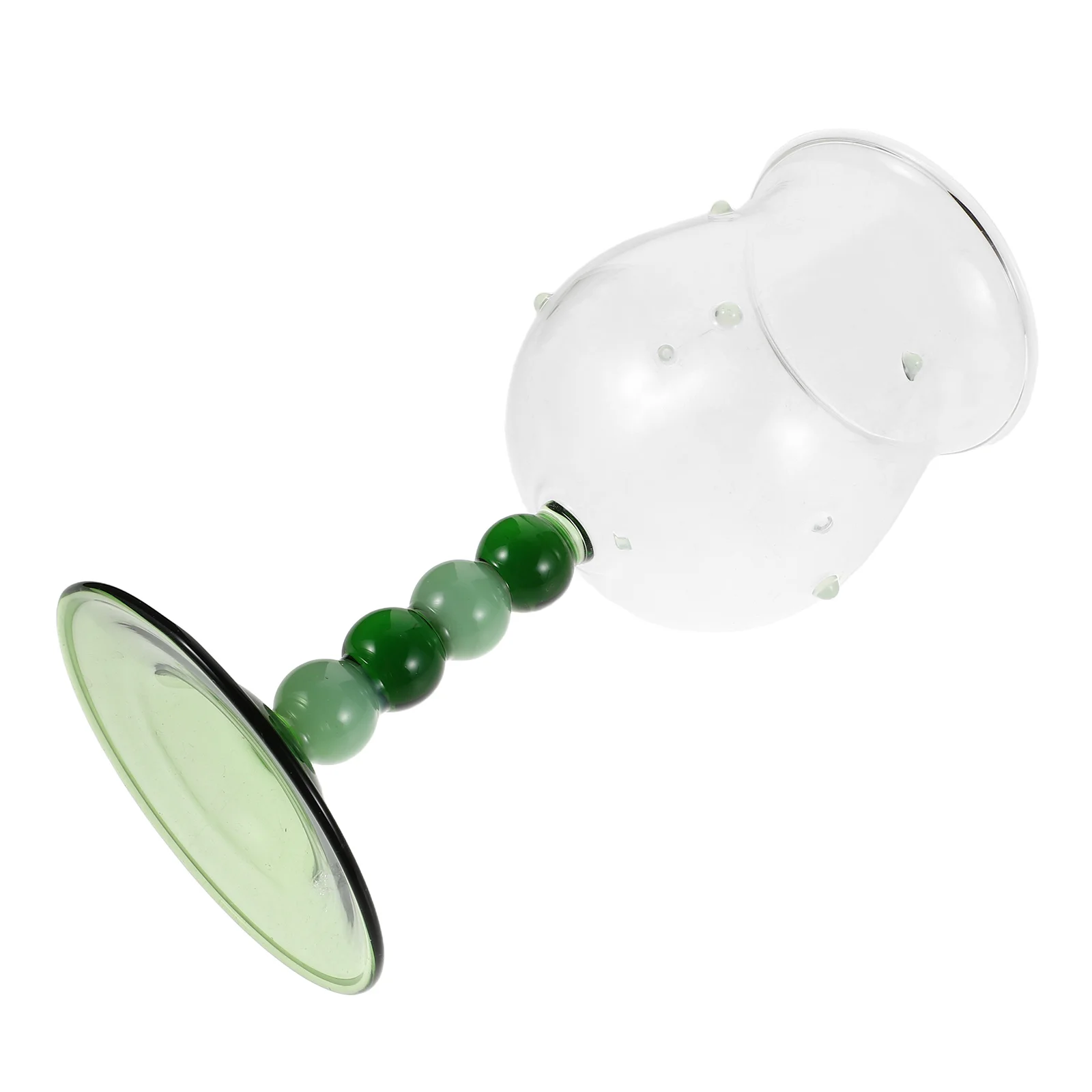 

Vintage Beaded Goblet Glass Cups Green Wine Drinking Glasses High Stem for Holiday Wedding Celebration Festive Party Glassware