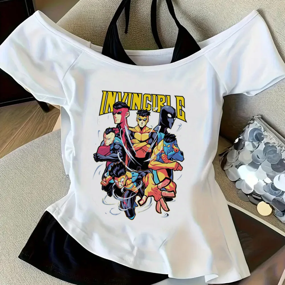 Invincible crop top girl meme y2k japan harajuku emo tshirt harajuku meme cutecore kawaii emo