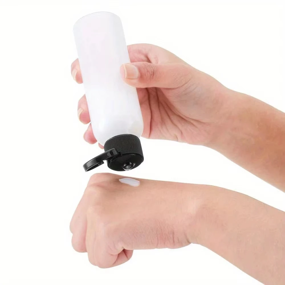 5PCS 50ML 리필 가능 빈 플라스틱 투명 병 플립 캡 휴대용 스퀴즈 샴푸 컨디셔너 여행 병