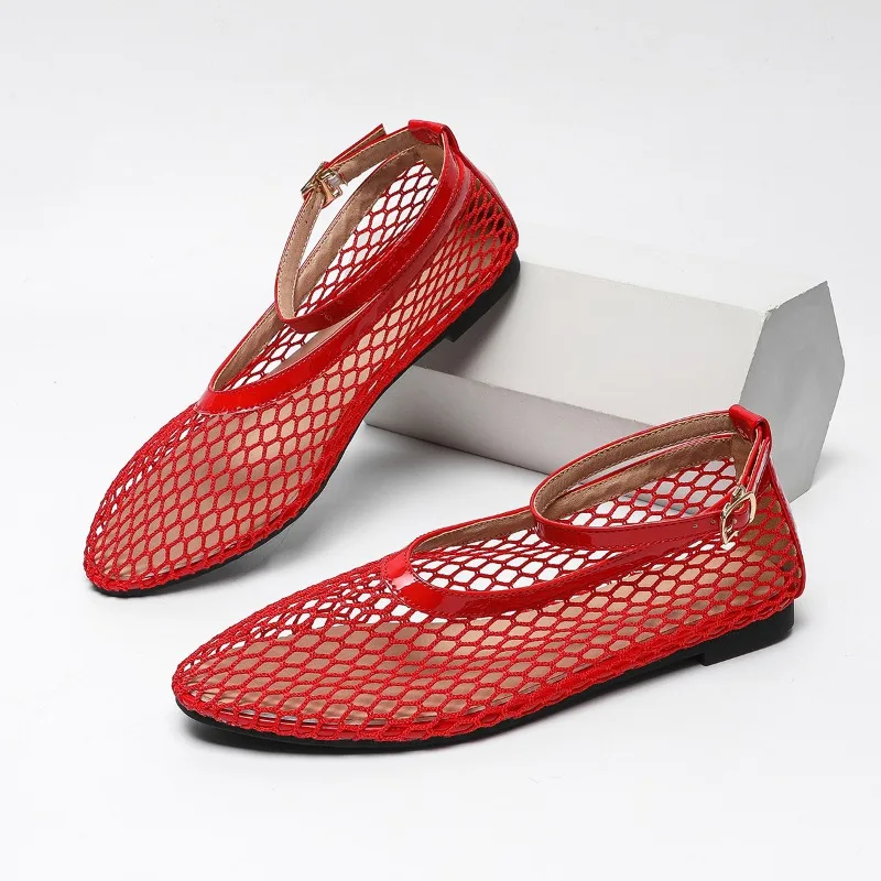 

NEW Breathable Mesh Square Toe Med Heels Footwear Summer Dance Party Shoes Elegant Office Lady Dating Brand Women Pumps