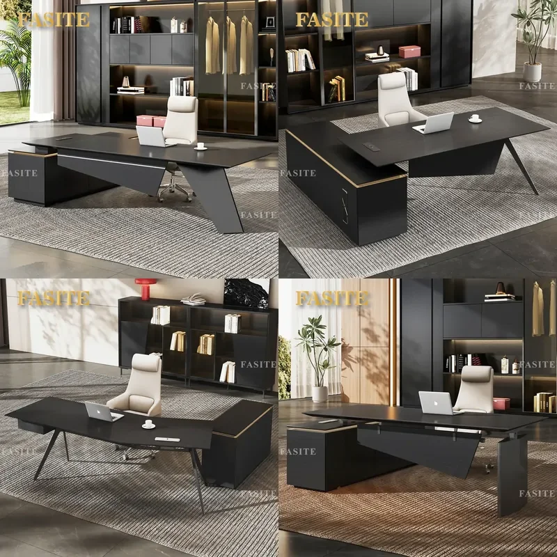 For Modern Office Furniture Simple Light Luxury Large Executive Desk High End Manager Table with Chair Combination