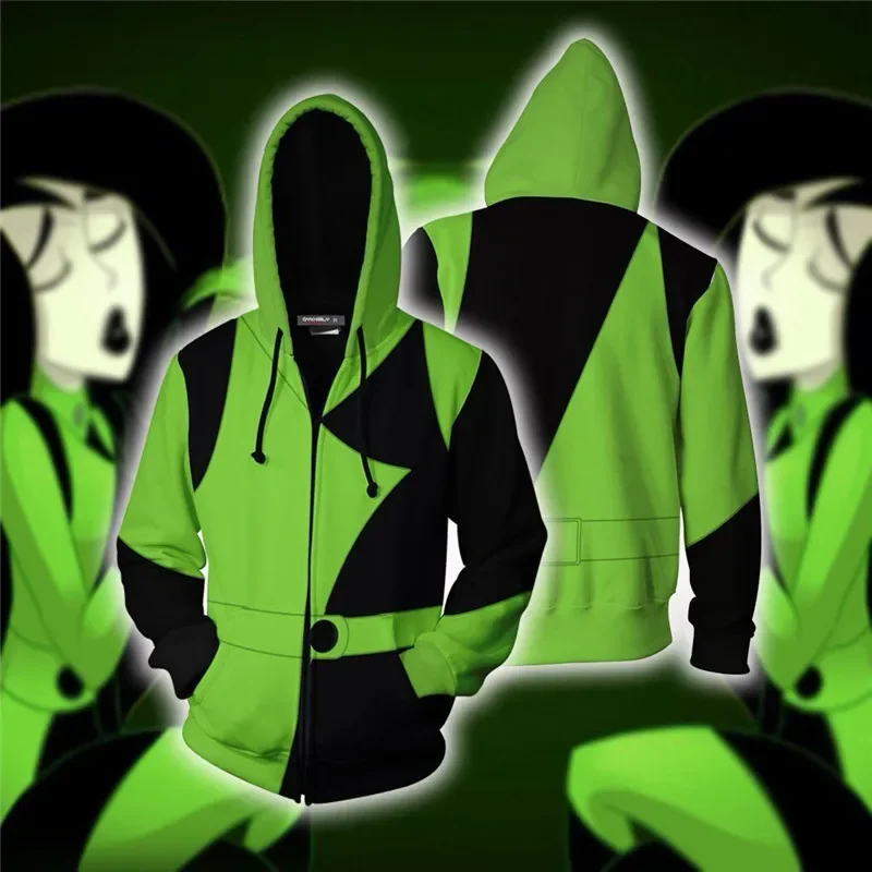 Anime Shego Costume Hoodie Sweatshirt Zentai Clothing Super Villain Shego Adult Unisex Women Hoodies Tops Jackets