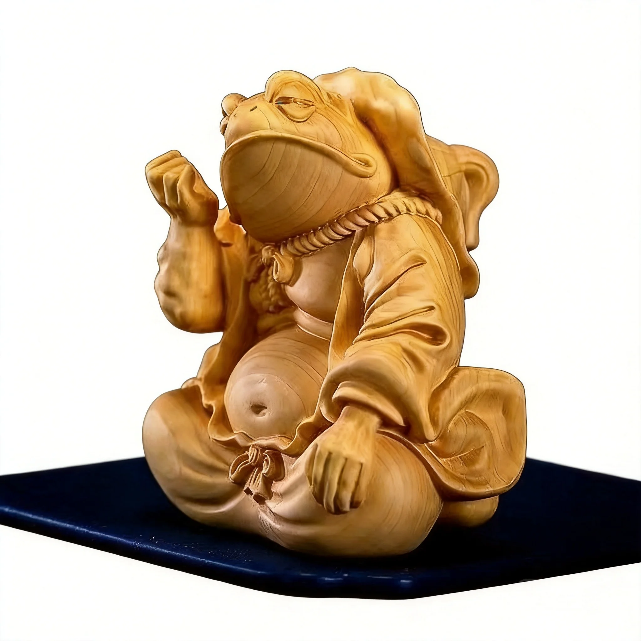 Chinese Style Hand Carved High Oil Thuja Sutchuenensis Wood Three Legged Golden Toad Lucky Wealth Attracting Feng Shui Home Deco