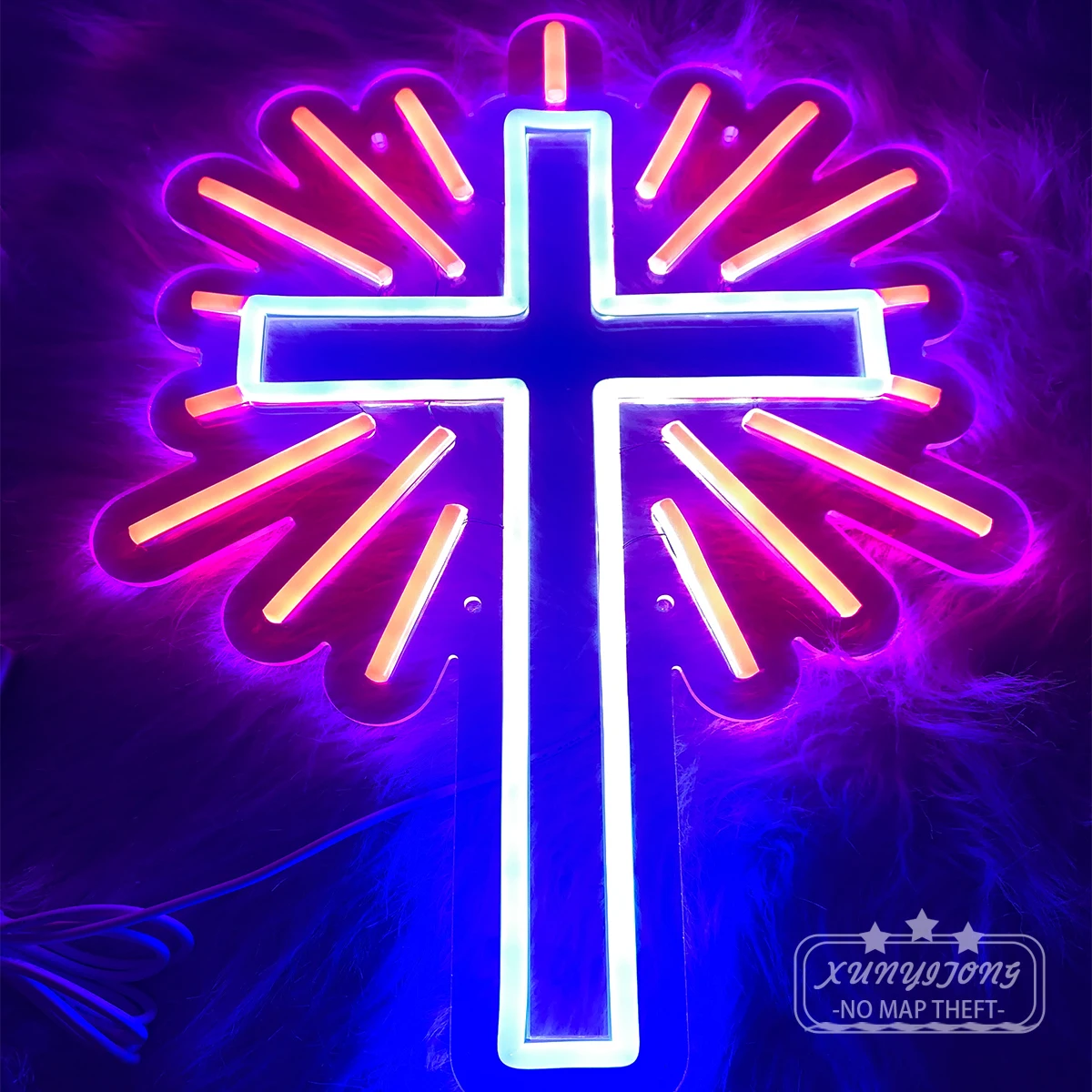 The cross shape neon lamp is suitable for the festive atmosphere hall decoration Halloween room atmosphere neon lamp