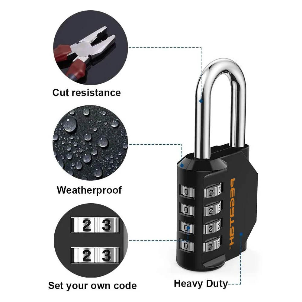 ORIA Combination Padlock 1PCS Password Locks 4 Digit Waterproof Outdoor Lock For Door Suitcase Bag Package Cabinet Locker Window