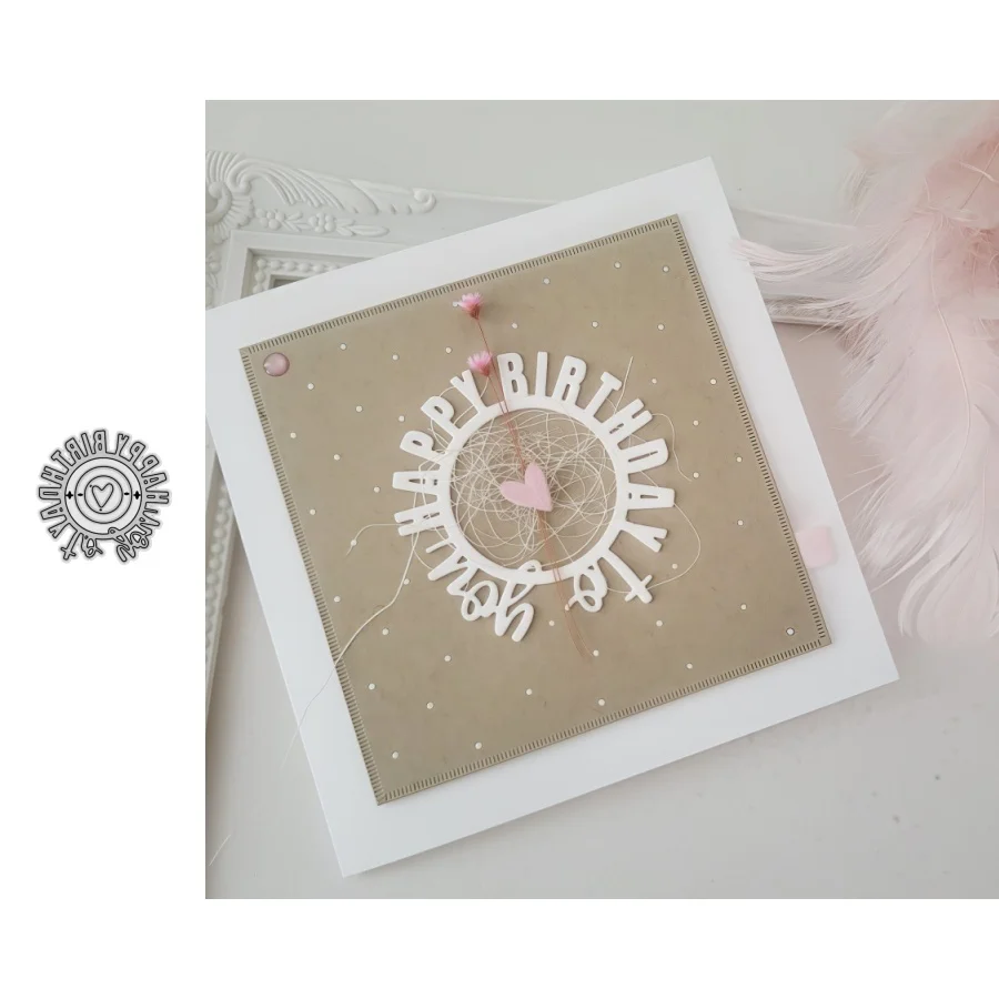 Metall-Stanzformen mit rundem Ausschnitt „Alles Gute zum Geburtstag“ für DIY Scrapbooking, Kartenherstellung, Schablonen, Prägung, Basteldekoration